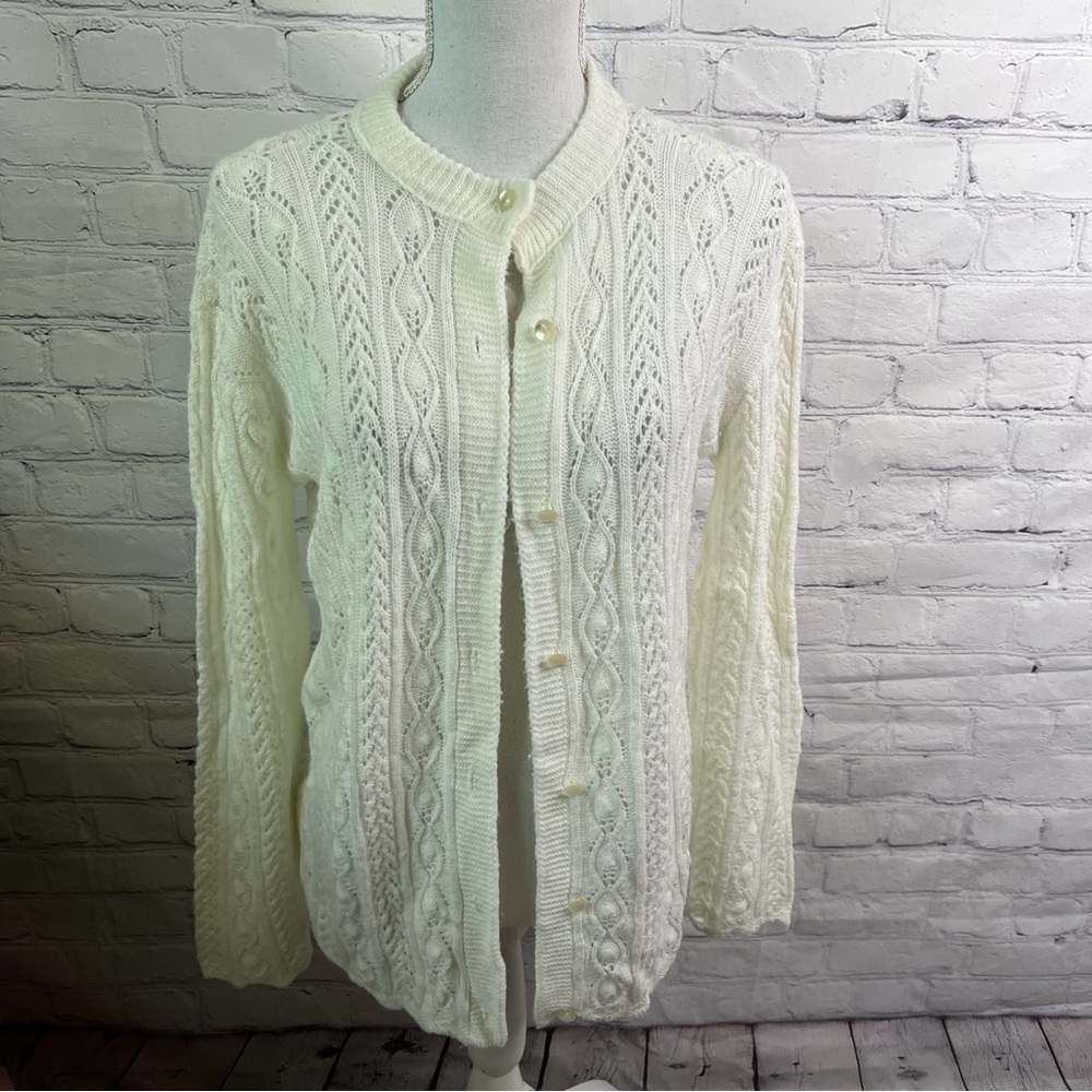 Wintuk Vintage Cream Cable Knit Cardigan Medium